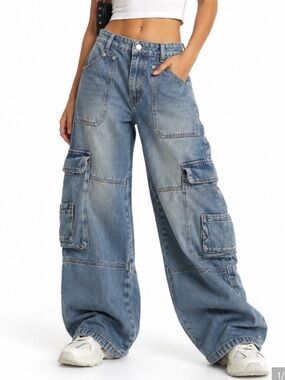NWT Edikted Baggy Cargo Utility Y2K Jeans Size M